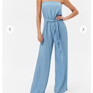 Strapless Chambray Jumpsuit